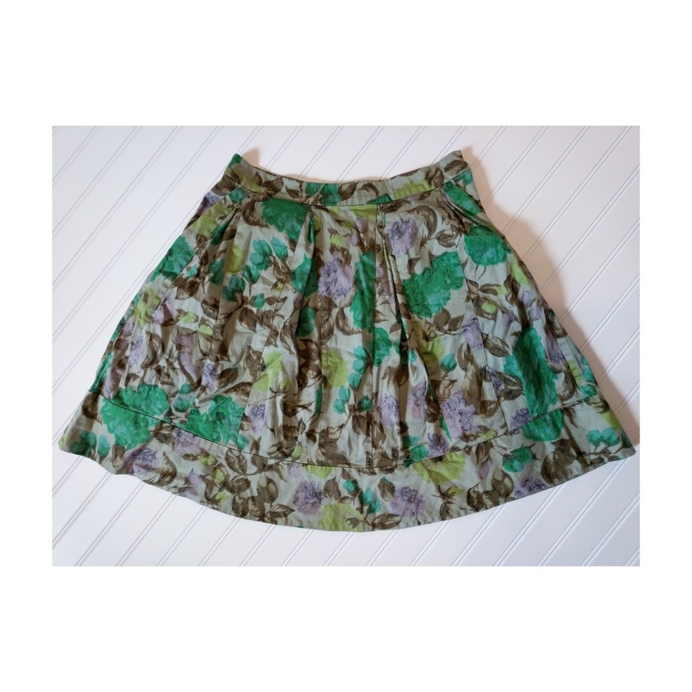 Anthropologie | Odille Winter's Green Floral Skirt